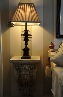 Classical lamp on ornate lamp table